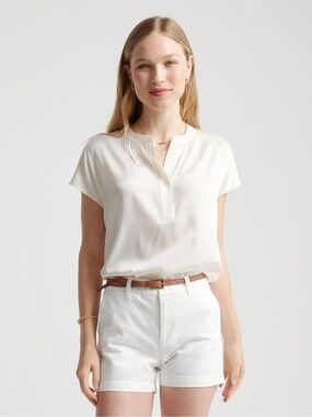 Quince Washable Stretch Silk Dolman Sleeve Blouse